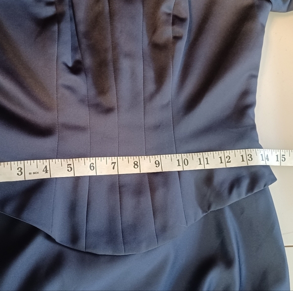 Mori Lee Satin Blue Mother of The Bride Floor Length Evening Gown - Picture 14 of 16